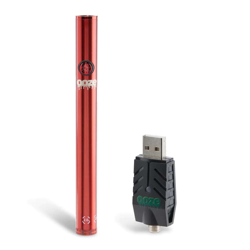 Photograph of product: OOZE | TWIST SLIM ADJUSTABLE 510 PEN - RUBY RED