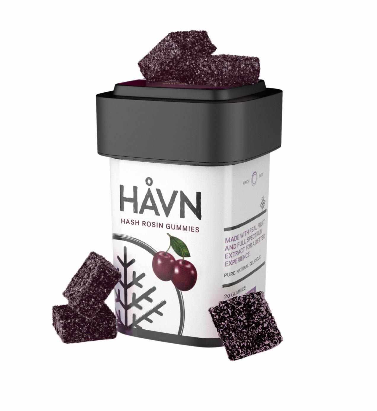 Photograph of product: HAVN | Black Cherry au chocolat Rosin Gummy | 100mg