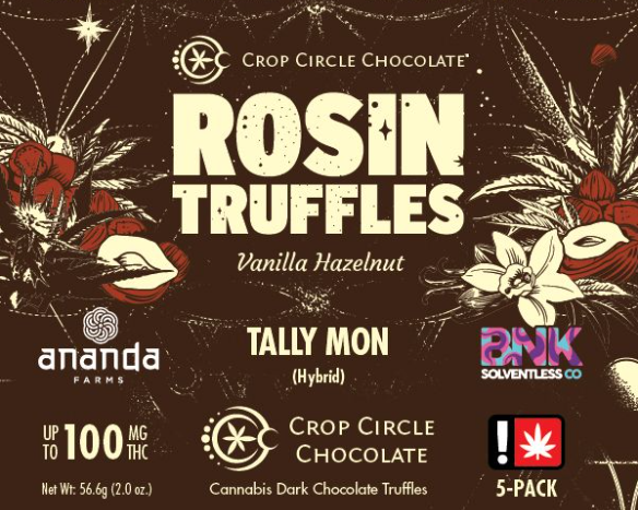 Photograph of product: Crop Circle - Vanilla Hazelnut - 5pk Rosin Truffle 100mg