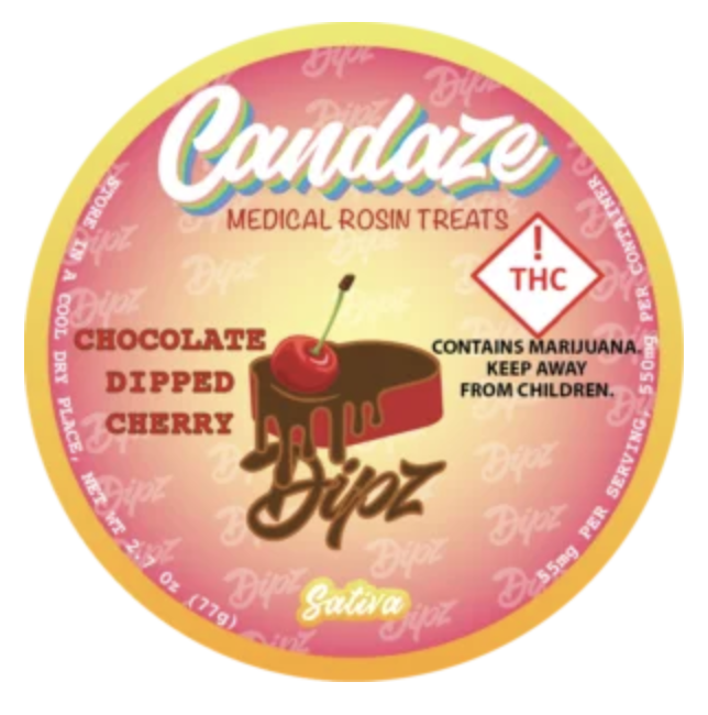 Photograph of product: Candaze | Dipz Chocolate Dipped Cherry | Rosin Gummies | 100mg