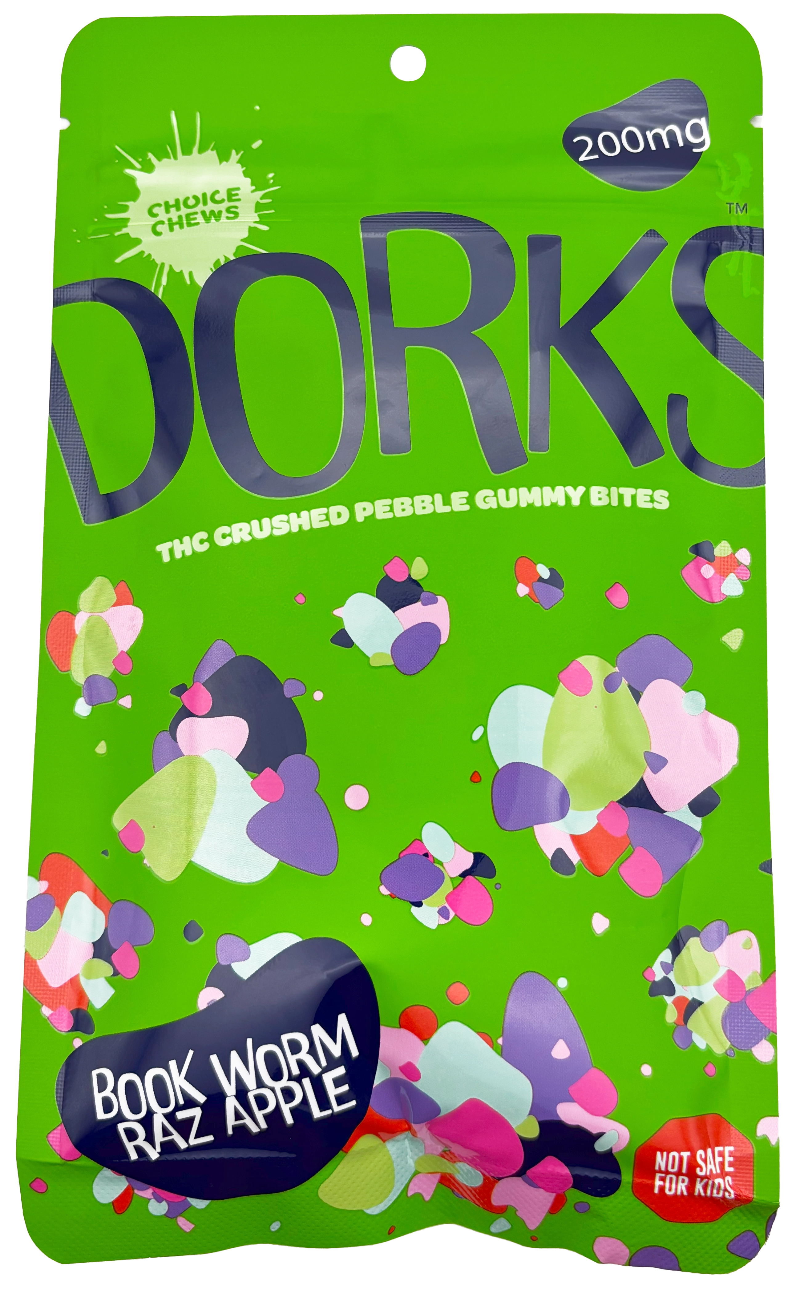 Photograph of product: Choice Dorks | Book Worm Raz Apple | Gummy Sugar Cluster Edible | 200mg TH-oui