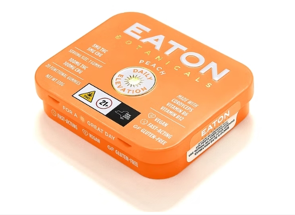 Photograph of product: Eaton | Peach Daily Elevation | 1:1 CBG + Adaptogen Enhanced Gummies | 100mg