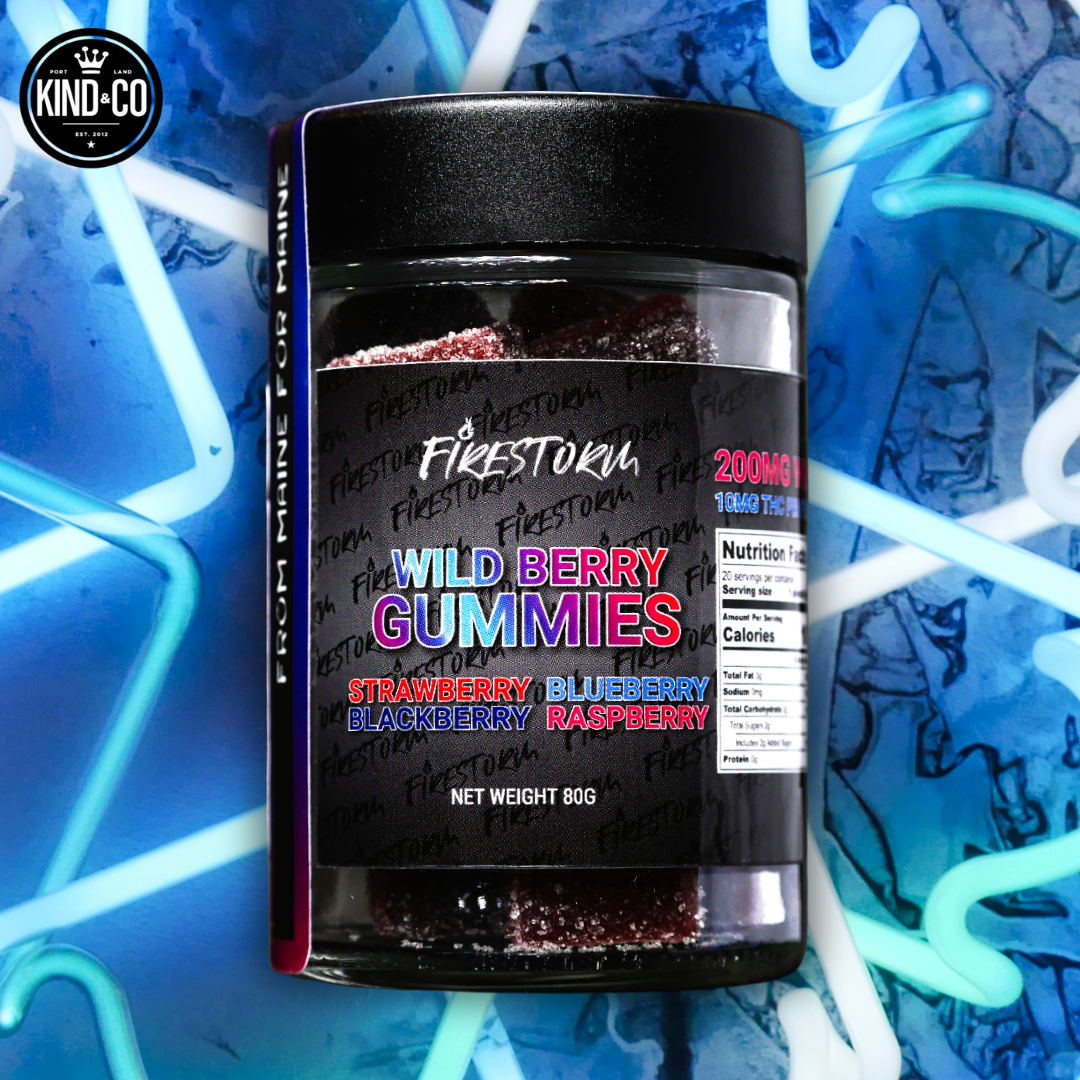 Photograph of product: Firestorm // 10mg | 200mg Blueberry Gummies