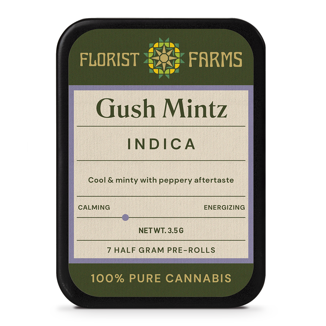 Photograph of product: Florist Farms - Gush Mintz - Preroll Pack - 0.5g - 7ct
