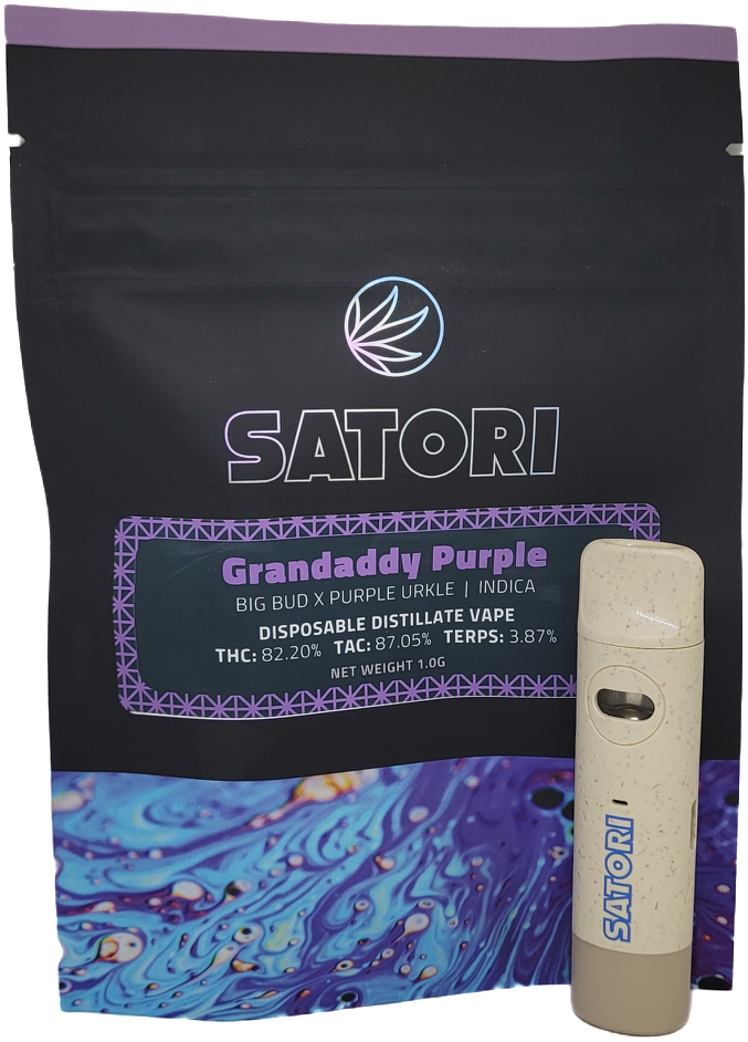 Photograph of product: Grandaddy Purple Disposable Vape | Satori