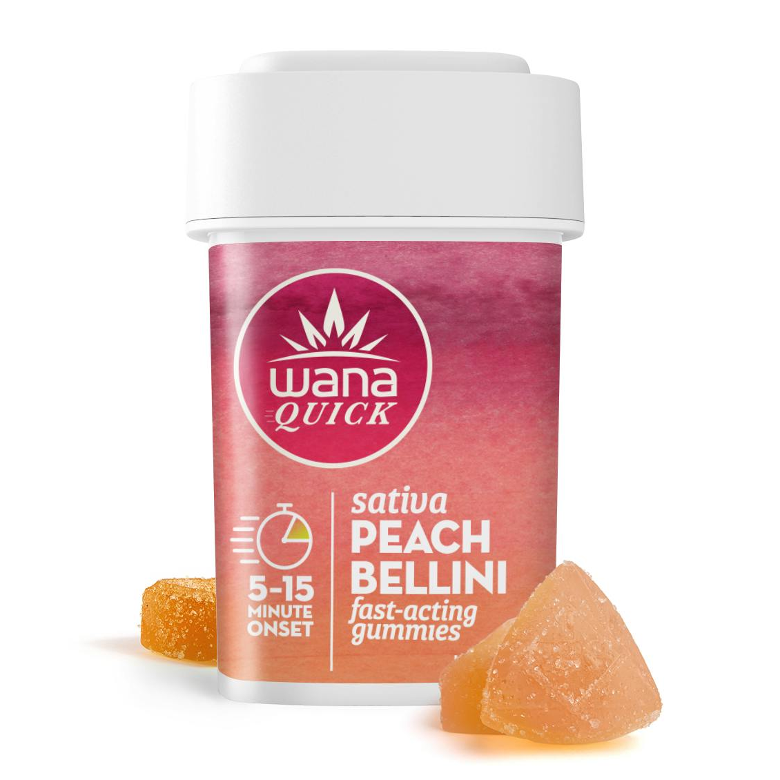 Photograph of product: Wana Quick Peach Bellini Gummies 200mg Rec