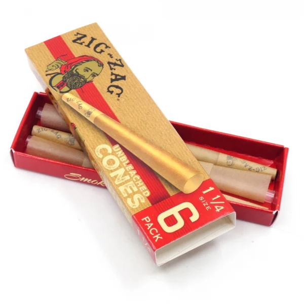 Photograph of product: Zig-Zag 1 1/4 Size Cones - Unbleached 6pk