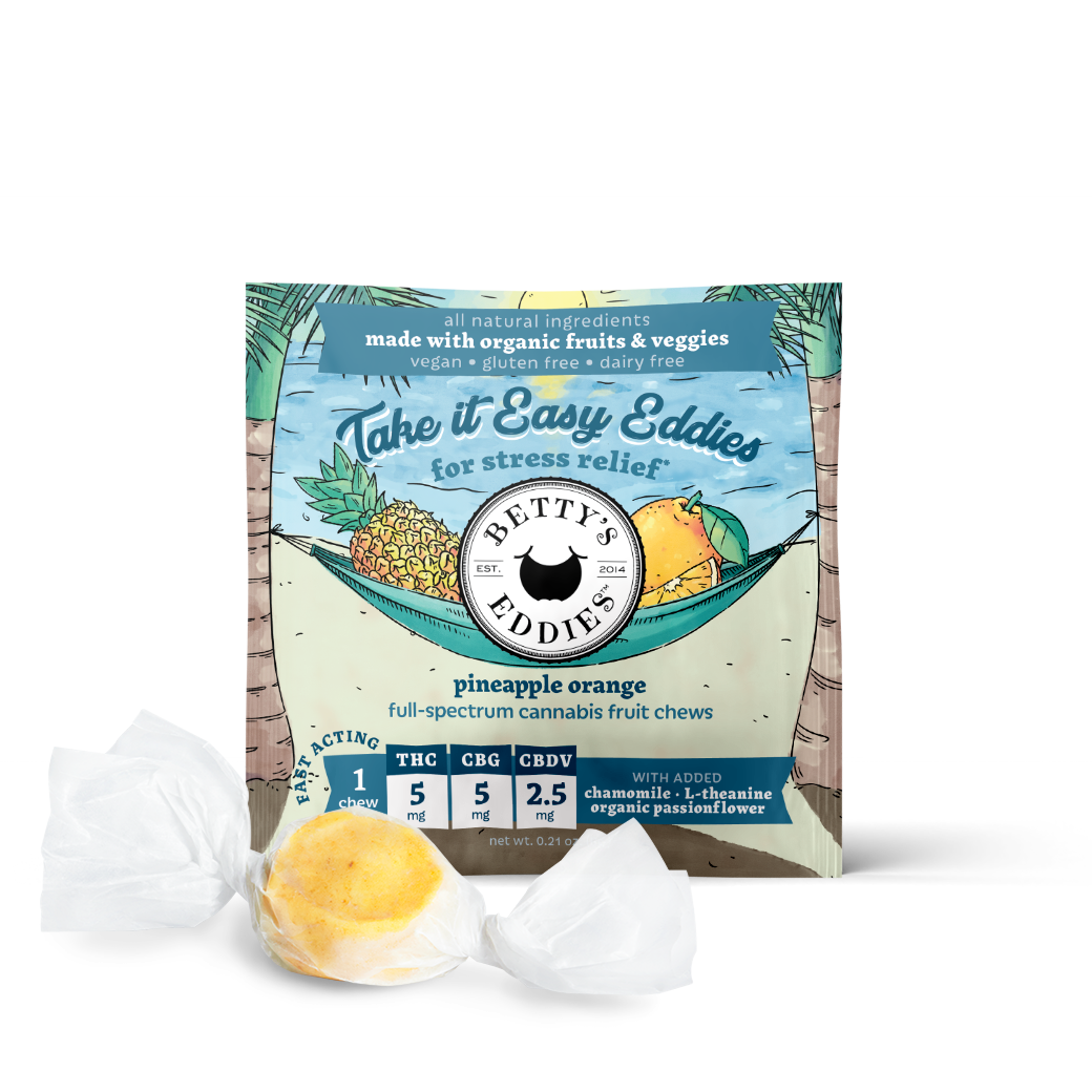 Photograph of product: Pineapple Orange | 2:2:1 TH-oui:CBG:CBDV Fast Acting Taffy 10pk