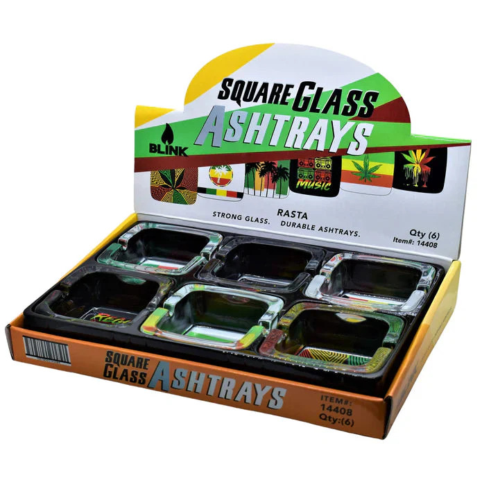 Photograph of product: Blink Square Ashtray Rasta Theme