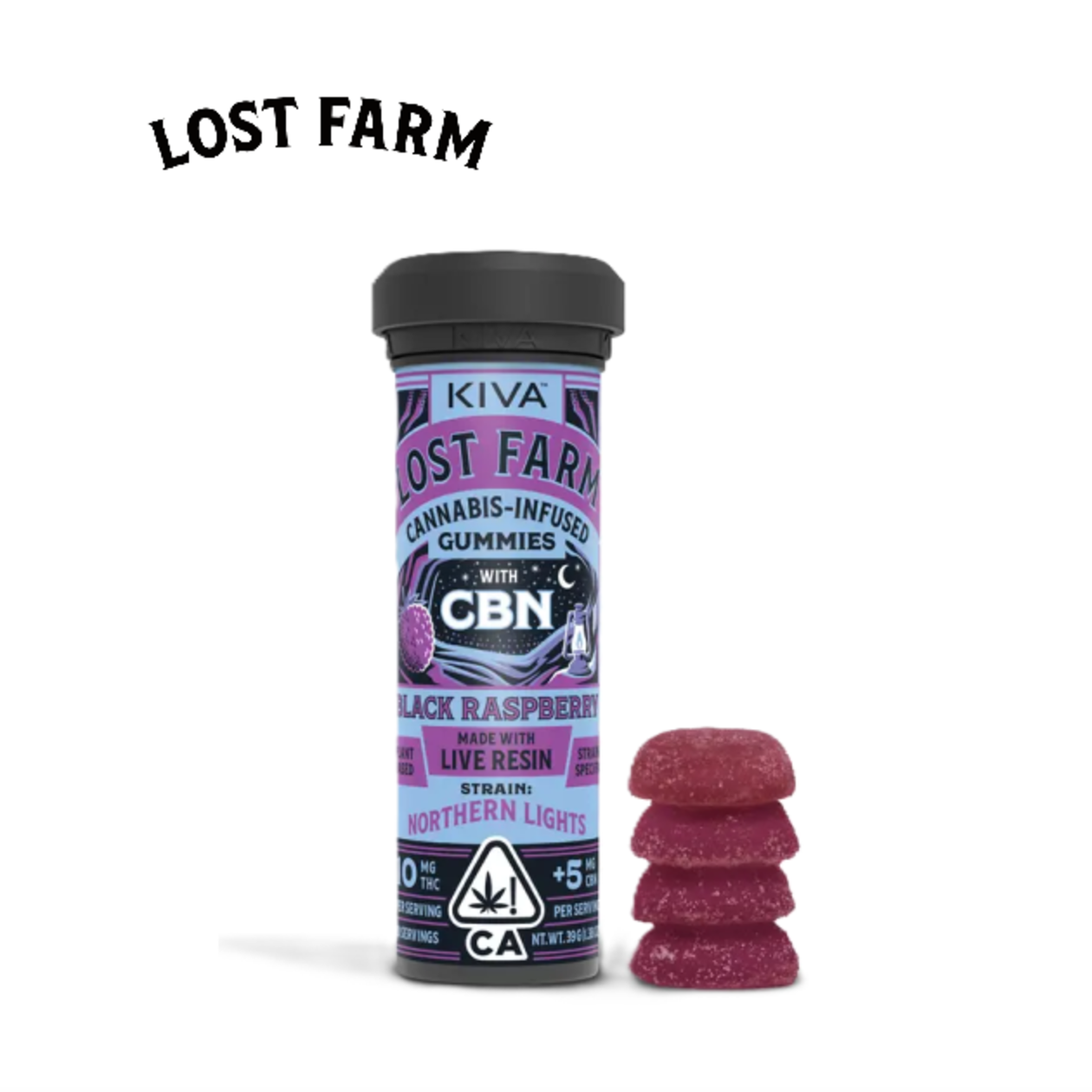 Photograph of product: 2:1 BLACK RASPBERRY NORTHERN LIGHTS 150MG 10 PACK LIVE RESIN GUMMIES