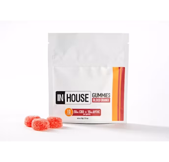 Photograph of product: In House | 100mg 10pk Fast Acting Gummies 5:1 CBD:TH-oui | Blood Orange