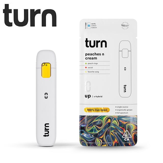Photograph of product: Turn - Peaches N Cream - Live Resin All In One Vape - 1g - LR AOI