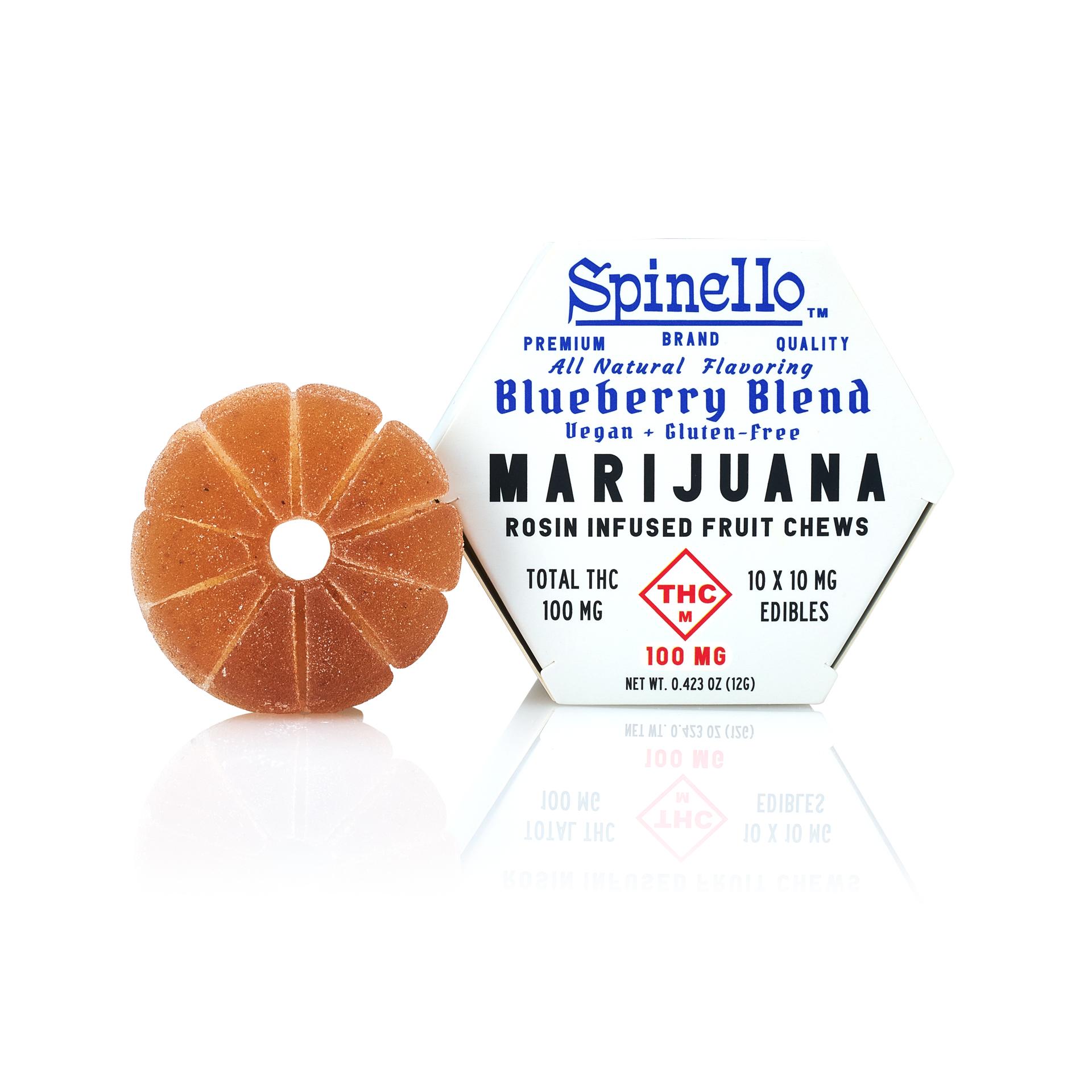 Photograph of Product: SPINELLO 100MG BLUEBERRY ROSIN FRUIT CHEWS
