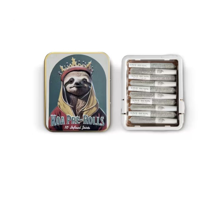 Photograph of product: KOA | LIVE RESIN INFUSED PRE-ROLL | QUEEN OF THE SOUTH | 10PK