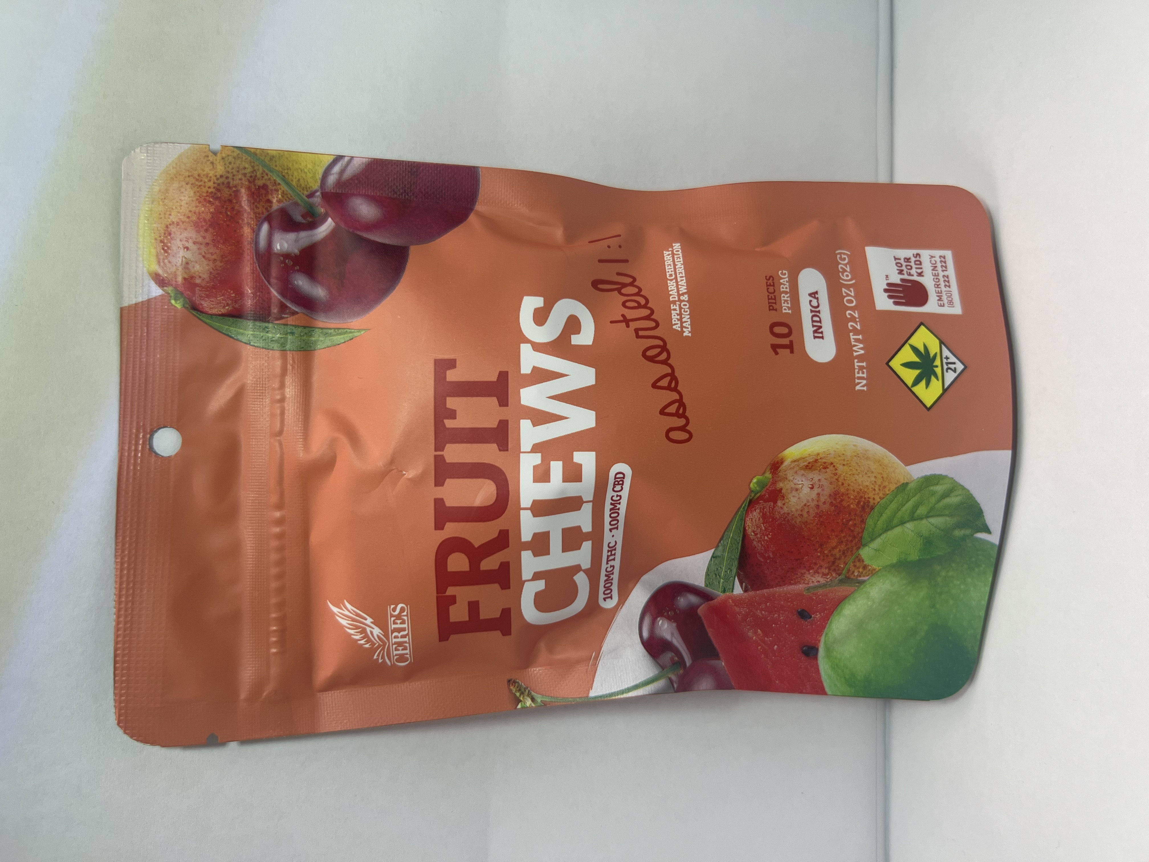 Photograph of product: Assorted Fruit Chews | Oui'd 1:1 TH-oui:CBD 10pk