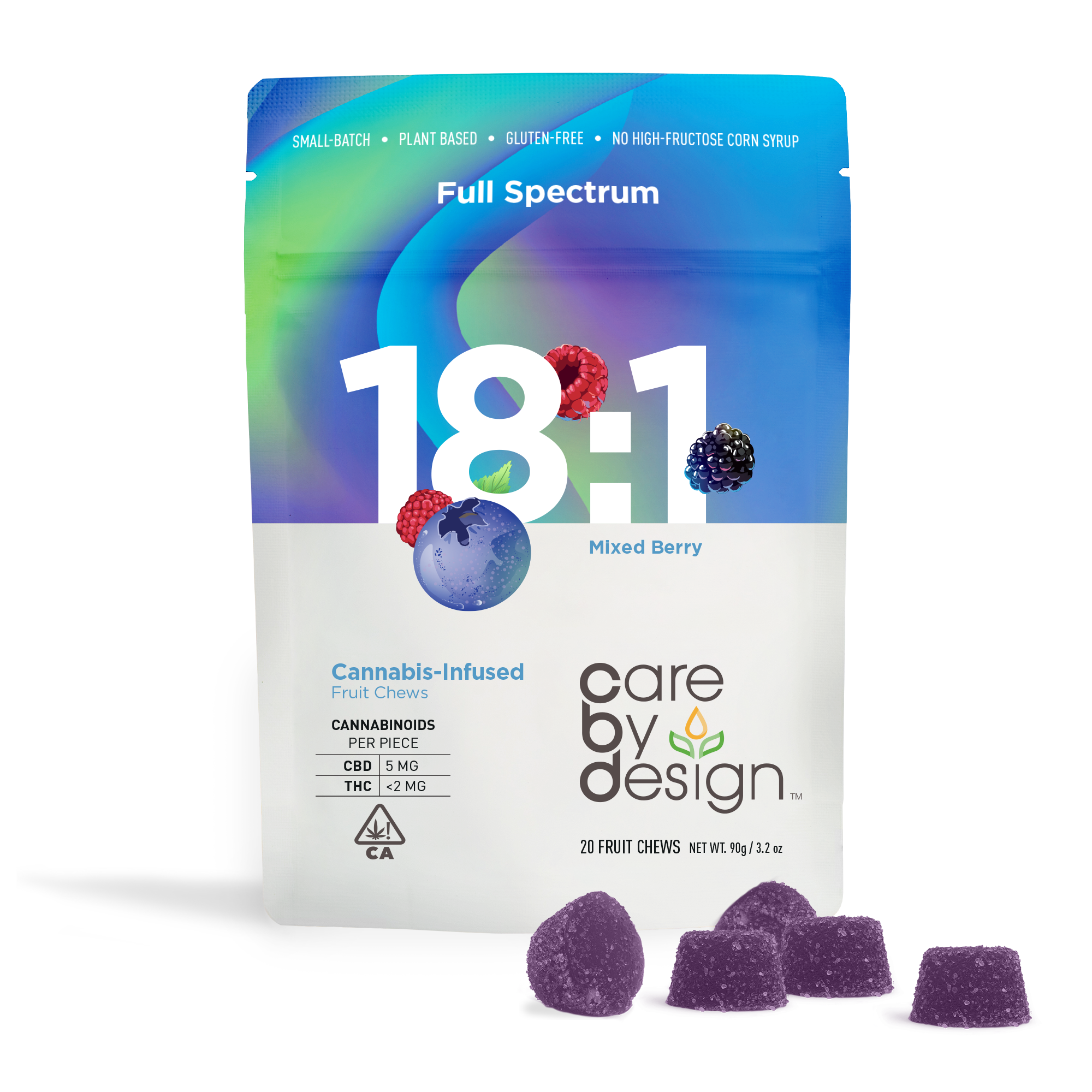 Photograph of Product: 18:1 CBD Mixed Berry Gummies 20-Pack