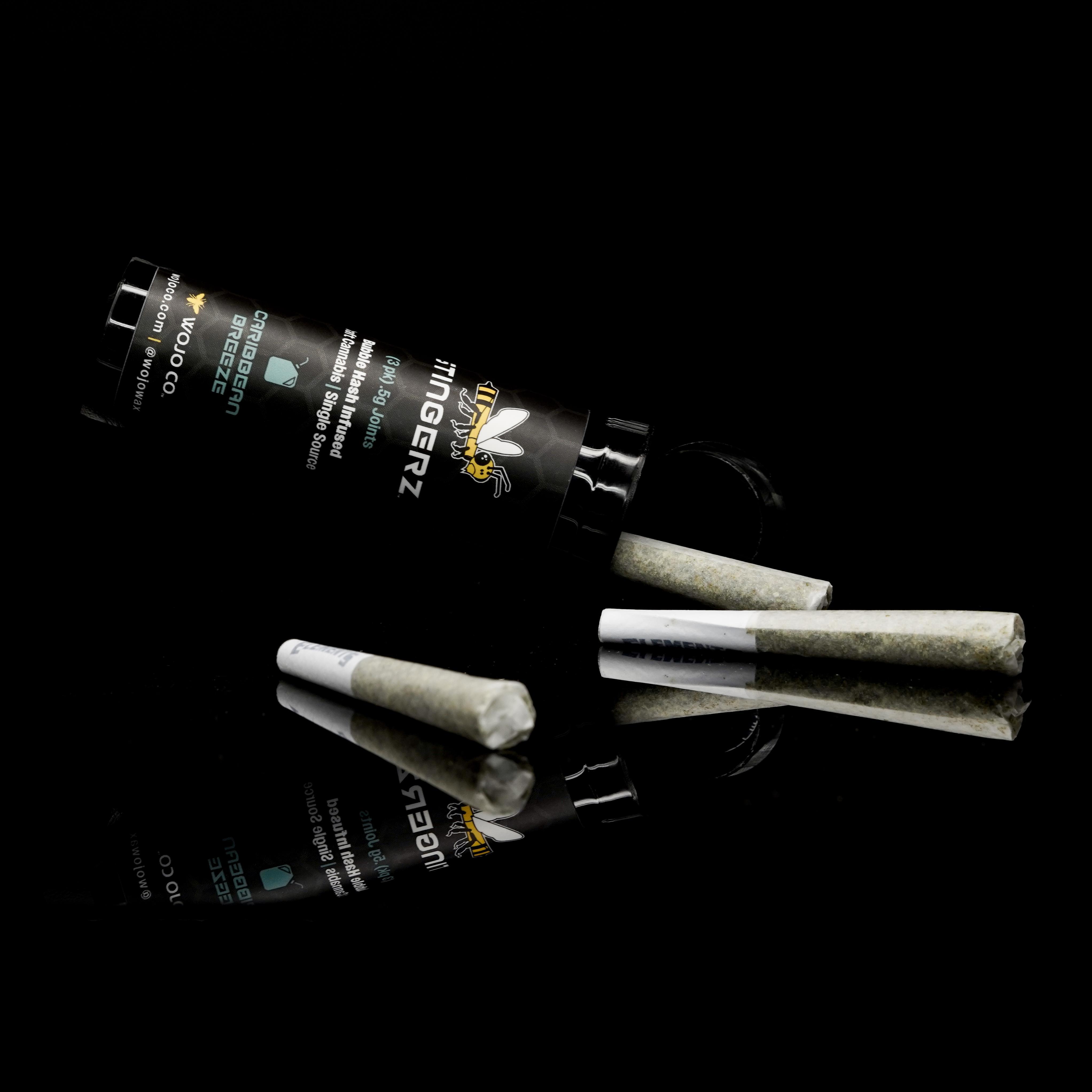 Photograph of product: 0.5G CARIBBEAN BREEZE STINGERZ INFUSED PRE-ROLL 3-PACK
