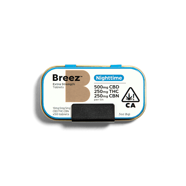 Photograph of product: Breez Nighttime Tablet Tin | 1000mg
