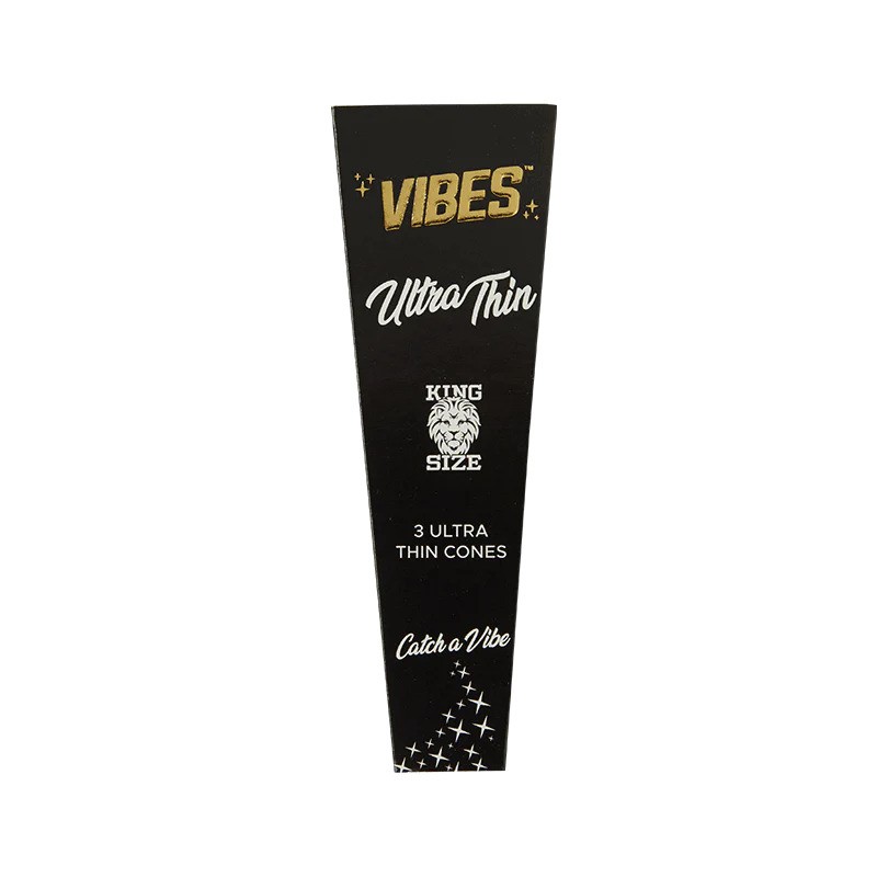 Photograph of product: Vibes - Cones - Rolling Papers - Ultra Thin - 3pk - Black - King Size