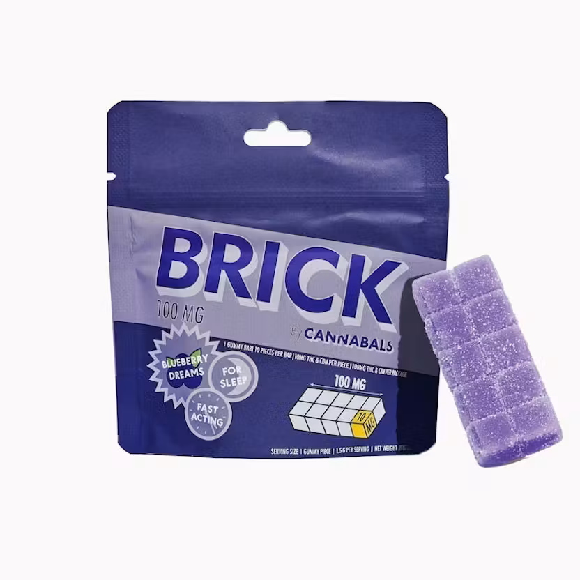 Photograph of product: Cannabals "Brick" Sleep Gummies |  100mg TH-oui Per Pack | Blueberry Dreams