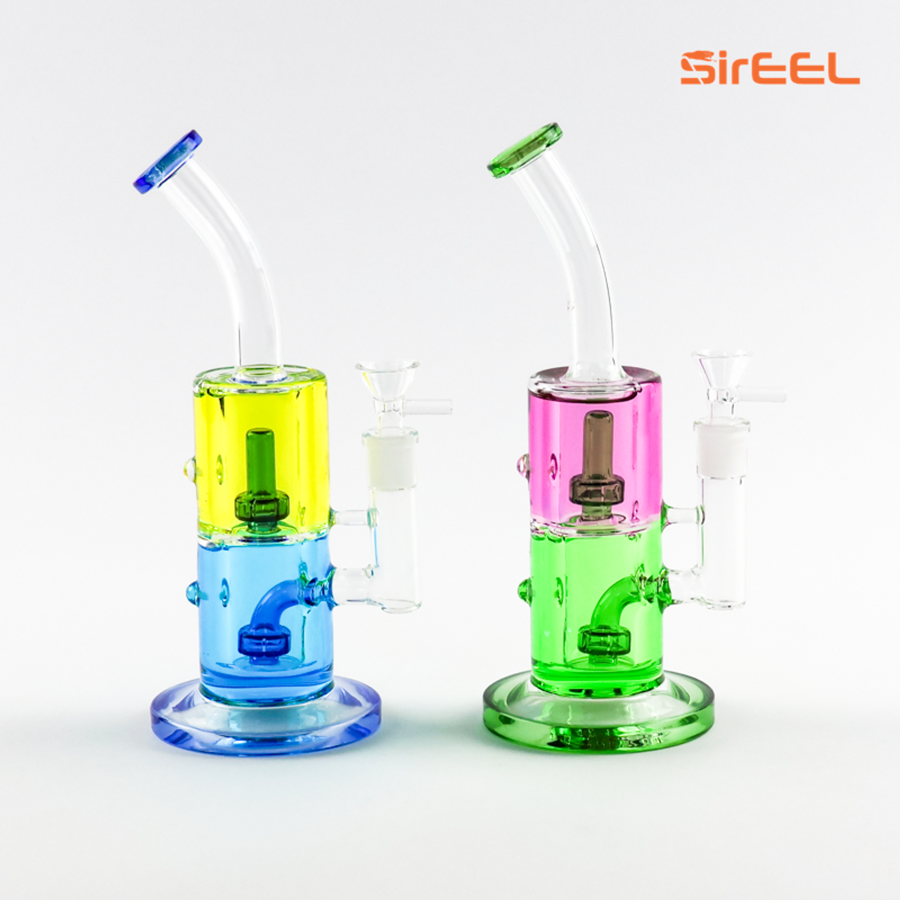 Photograph of product: SirEEL - 11" Two Tone Glycerin Shower Perc Bong with Flower Bowl - Assorted Colors