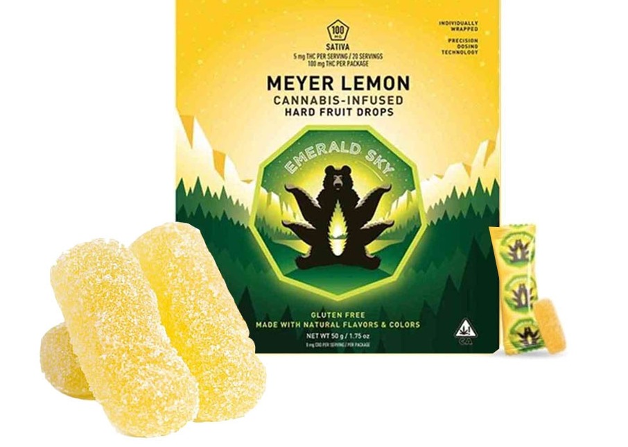 Photograph of product: Emerald Sky Meyer Lemon Oui'd Hard Fruit Drops 20Pk 100mg