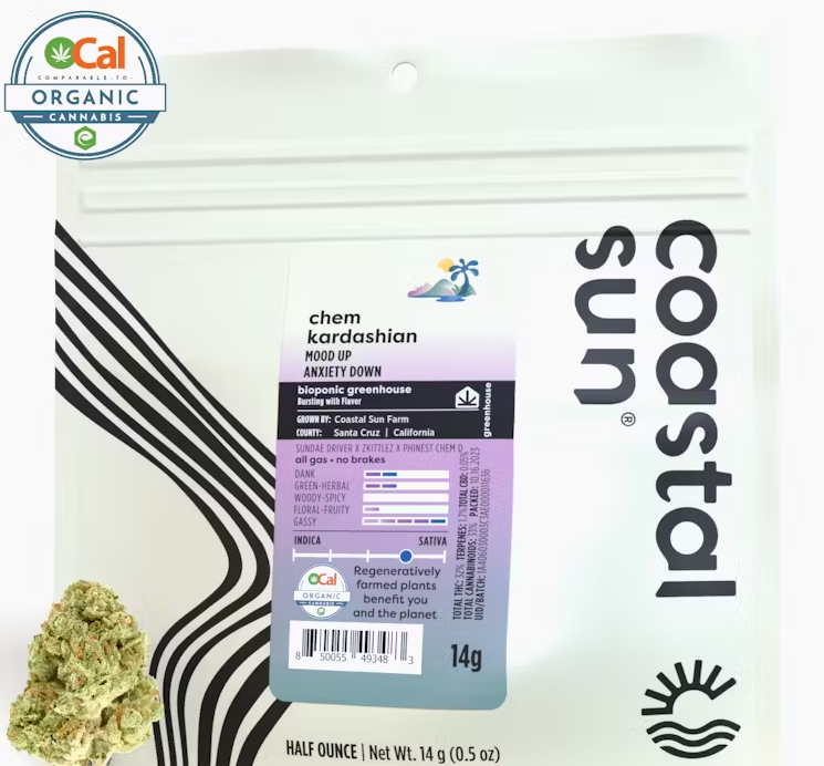 Photograph of product: Coastal Sun Chem Kardashian Greenhouse Flower 14g