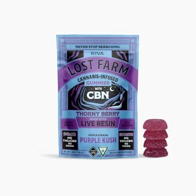 Photograph of product: Lost Farm - Thorny Berry 2:1 TH-oui:CBN - 200mg Live Resin Gummies (20x10mg)