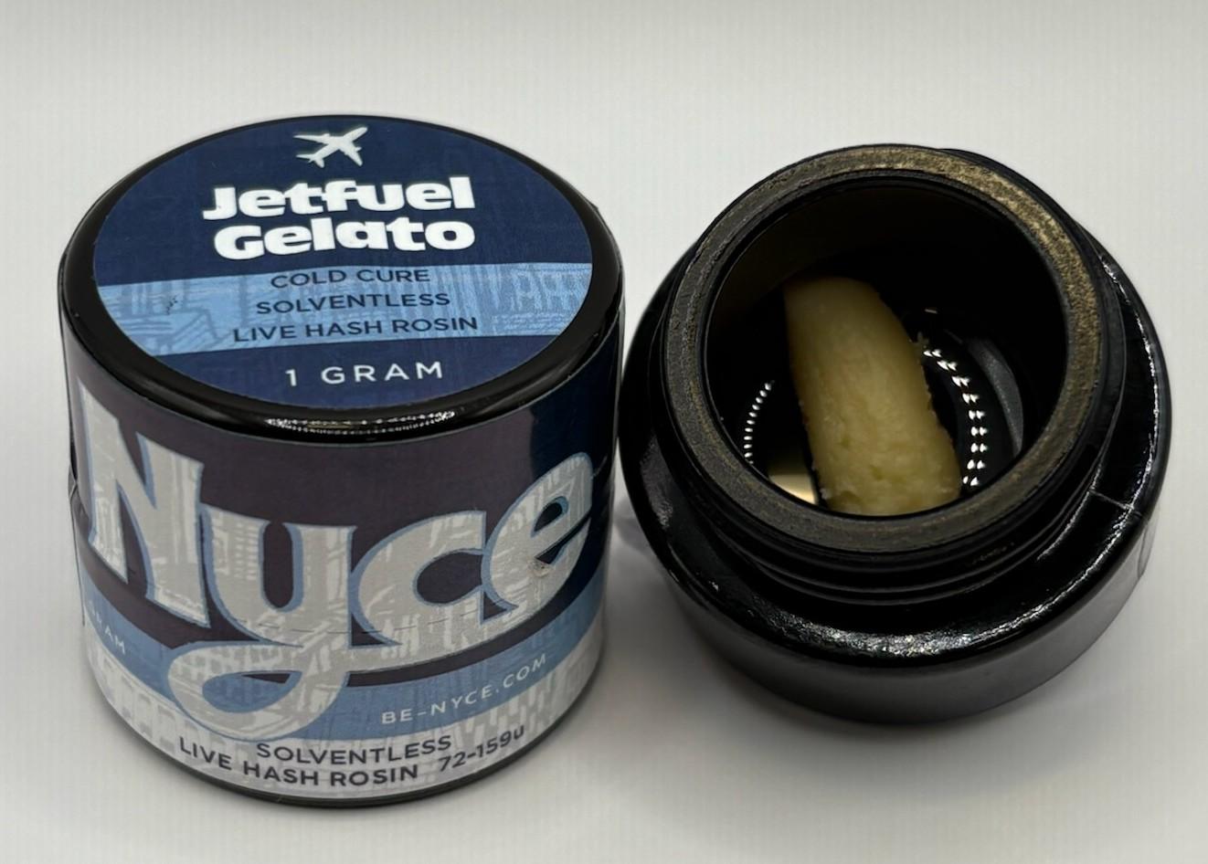 Photograph of Product: Nyce | Jetfuel Gelato | Cold Cure Live Rosin | Concentrate | Hybrid