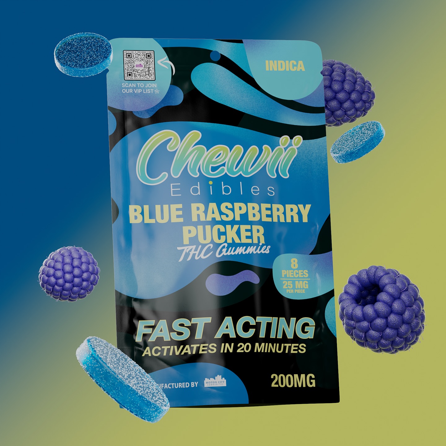 Photograph of product: Blue Razz Pucker Gummies | 200mg