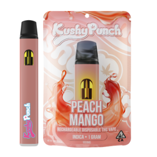 Photograph of product: Kushy Punch Peach Mango Oui'd AIO 1g
