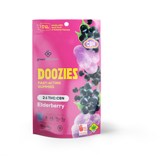 Photograph of product: Doozies - Elderberry 2:1 TH-oui:CBN - 100mg Solid Edible - 80g