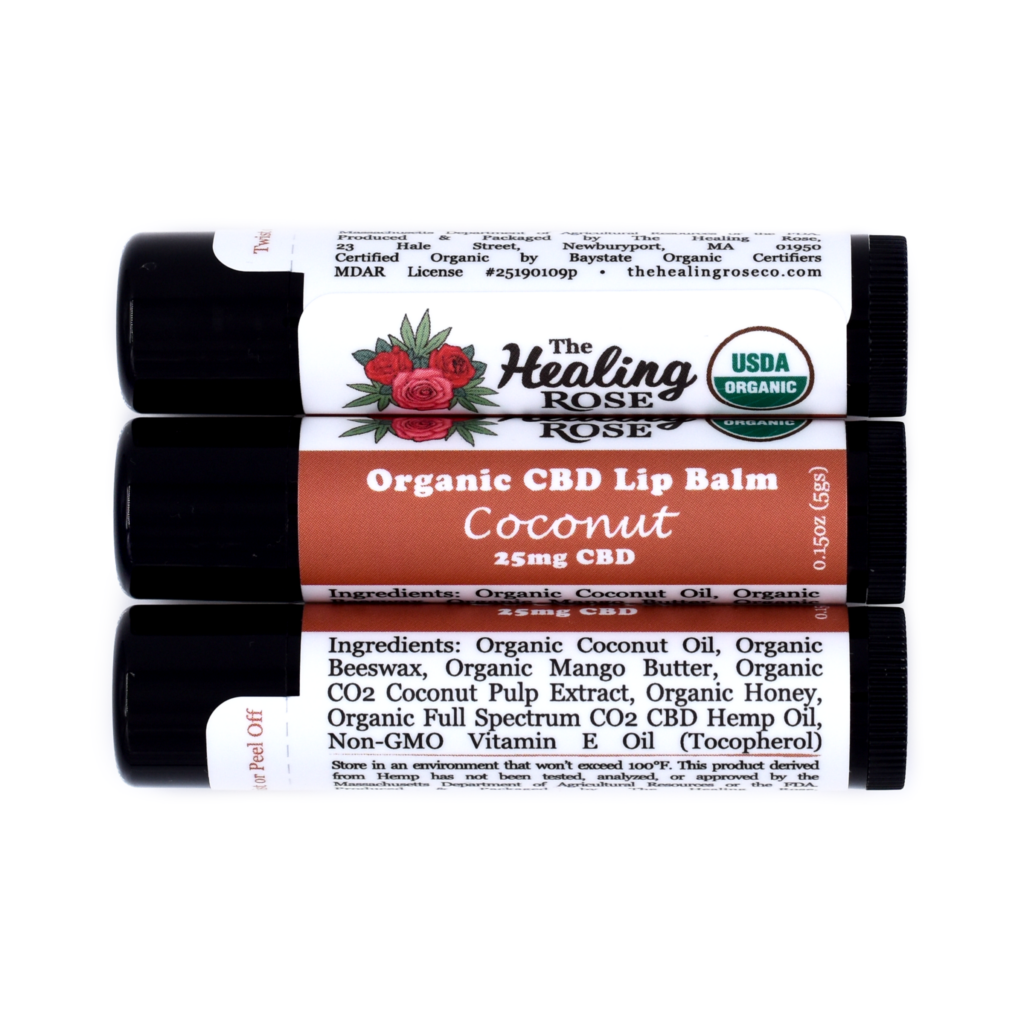 Photograph of product: 25mg CBD - Organic Coconut Lip Balm - The Healing Rose