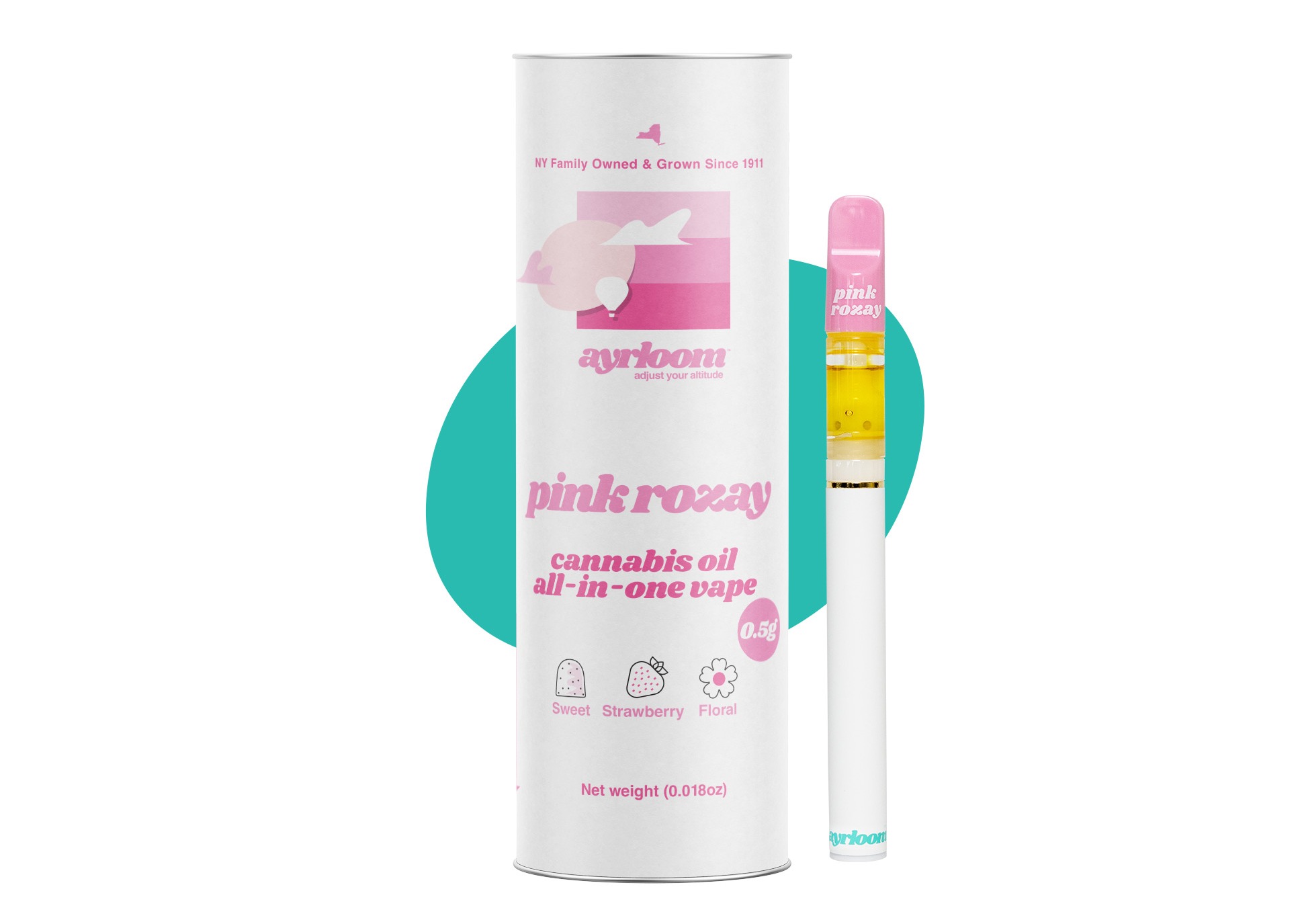 Photograph of product: Ayrloom | Pink Rozay | Disposable | 0.5g
