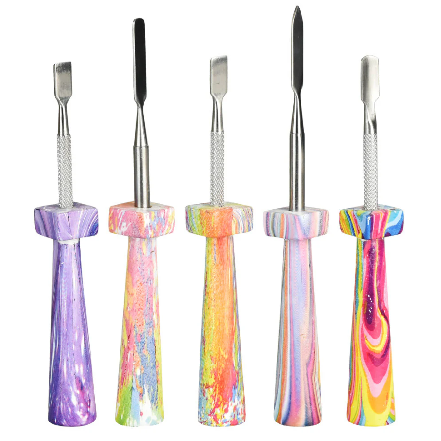 Photograph of product: COLORFUL RESIN HANDLE STAINLESS STEEL DAB TOOL | 5 | ASSORTED COLORS