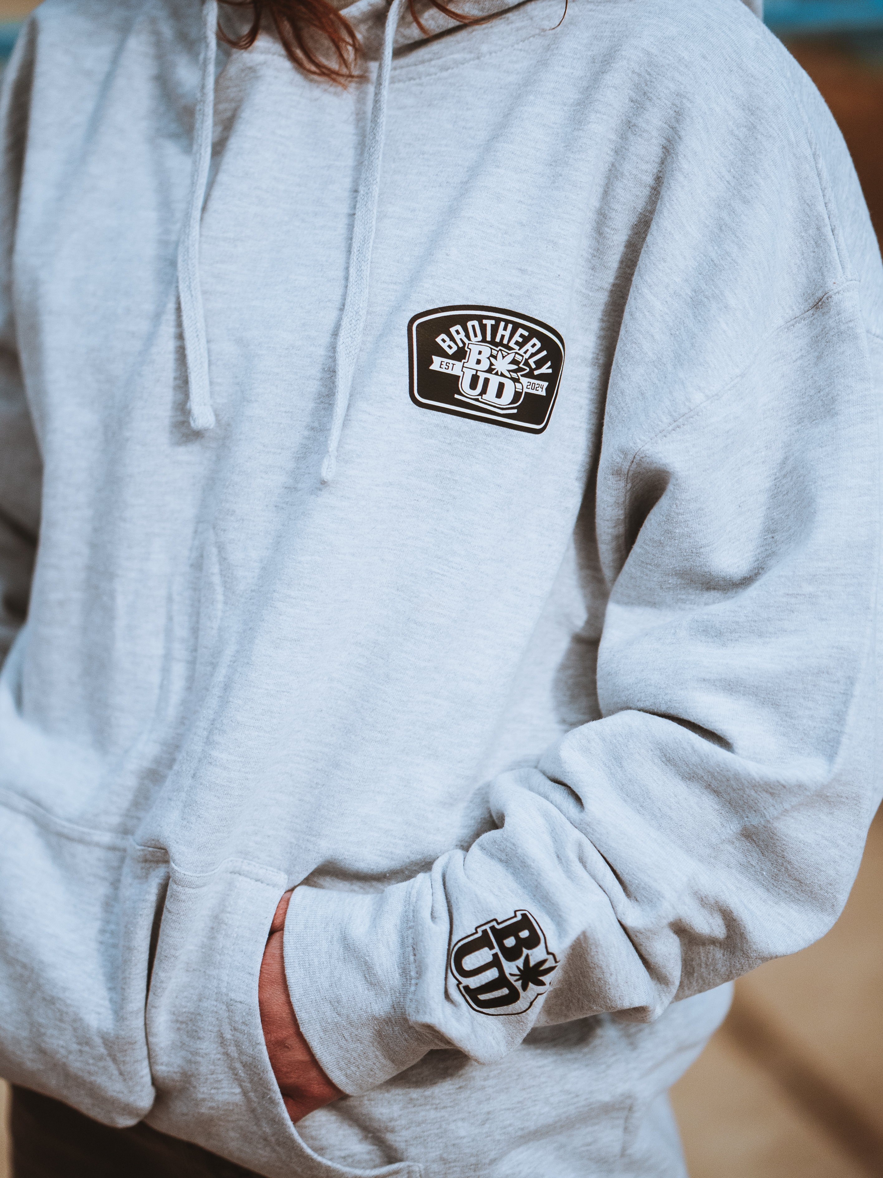 Photograph of product: Brotherly Bud Logo Gray Hoodie-S