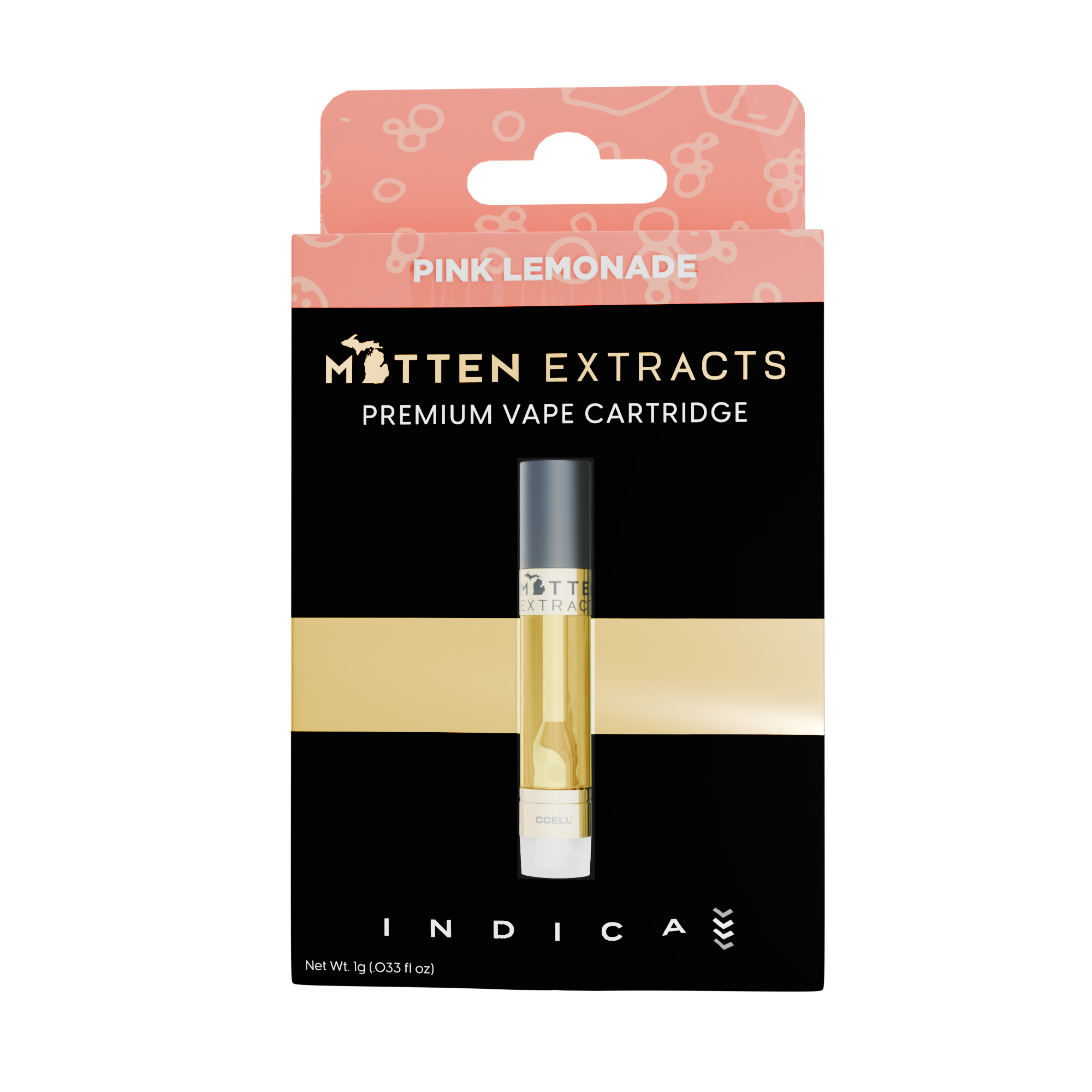 Photograph of product: Mitten Extracts - 1g Cart - Pink Lemonade Oui'd