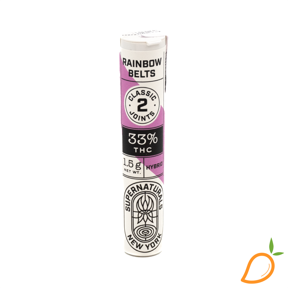 Photograph of product: 1.5g 2pk Rainbow Belts Preroll Pack SuperNaturals