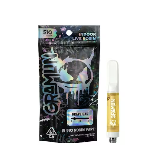 Photograph of product: GRAMLIN - Cartridge - Grape Gas - Live Rosin - 1G