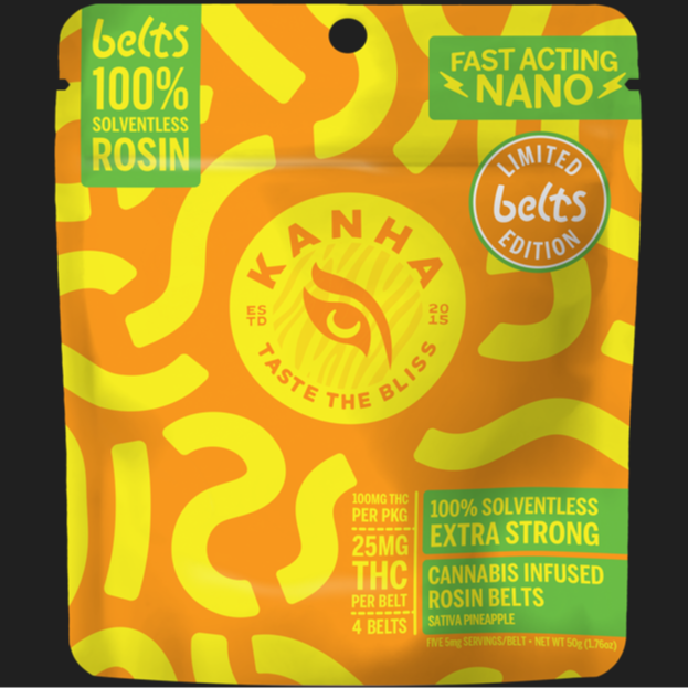 Photograph of product: Kanha | Sour Pineapple Fast Acting Rosin Belts 4Pk - Sativa (Macro Dose)(GF) *Limited Time Only*