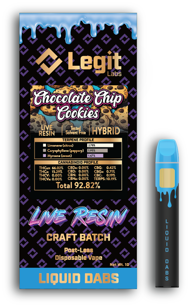 Photograph of product: Chocolate Chip Cookies 1g Live Resin Disposable