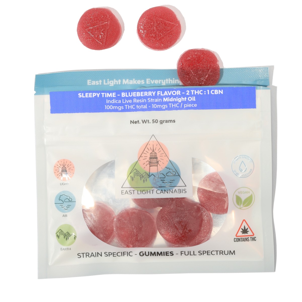 Photograph of product: ELC | Sleepy Time 2:1 | Blackberry Gummies 10mg | 200mg TH-oui:100mg CBN