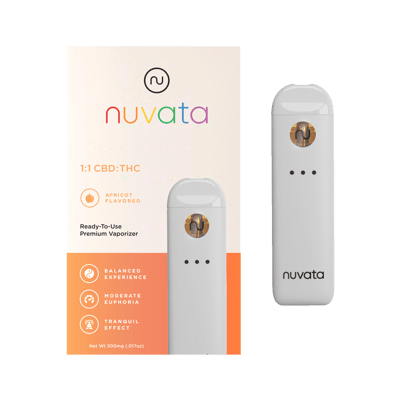 Photograph of product: Nuvata - Disposable Vape - Flow Apricot 1:1 TH-oui:CBD (.5g)