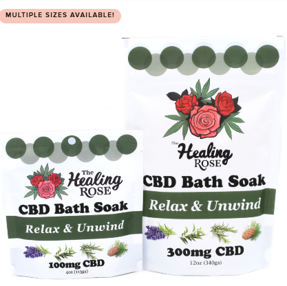 Photograph of product: The Healing Rose | Relax and Unwind Bath Soak | 100mg | 4oz