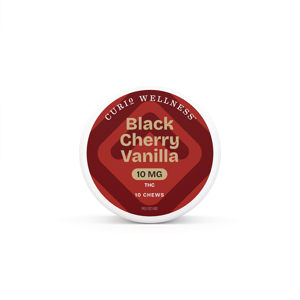 Photograph of product: 100mg Black Cherry Vanilla Chews 10pk