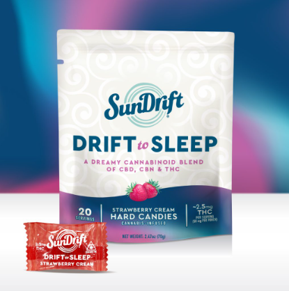 Photograph of product: SunDrift | Hard Candy 20 Pack | Sleep | Strawberry Cream | 50mg