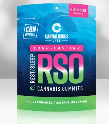 Photograph of Product: Cannalicious - Gummies - 200mg RSO Rest - Watermelon - Indica