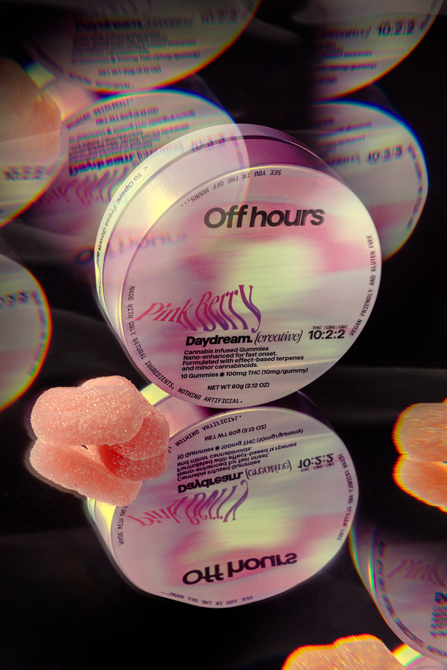 Photograph of product: Off Hours - Daydream (Creative) Pink Berry Gummy - 10mg TH-oui:2mg CBG:2mg CBC - 10ct.