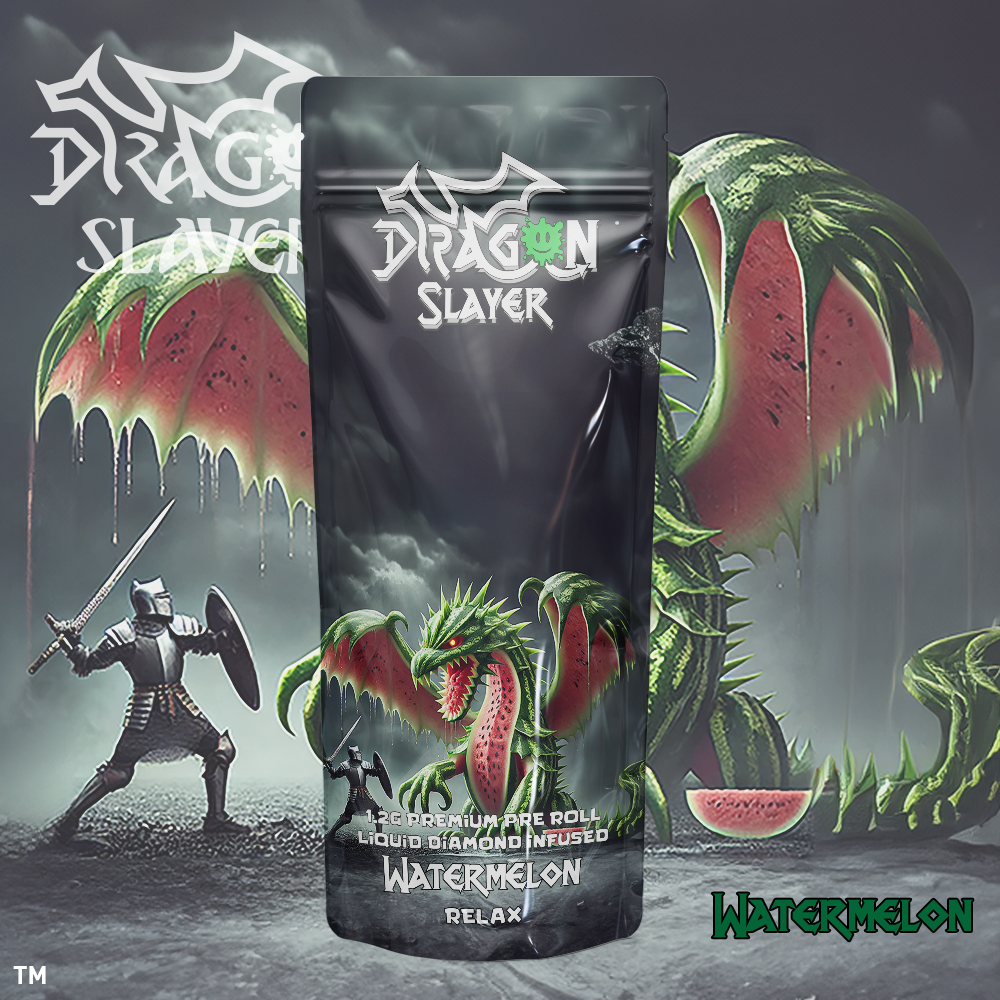 Photograph of product: Dragon Slayer - Liquid Diamond Pre-roll 1.2g - Watermelon - Relax