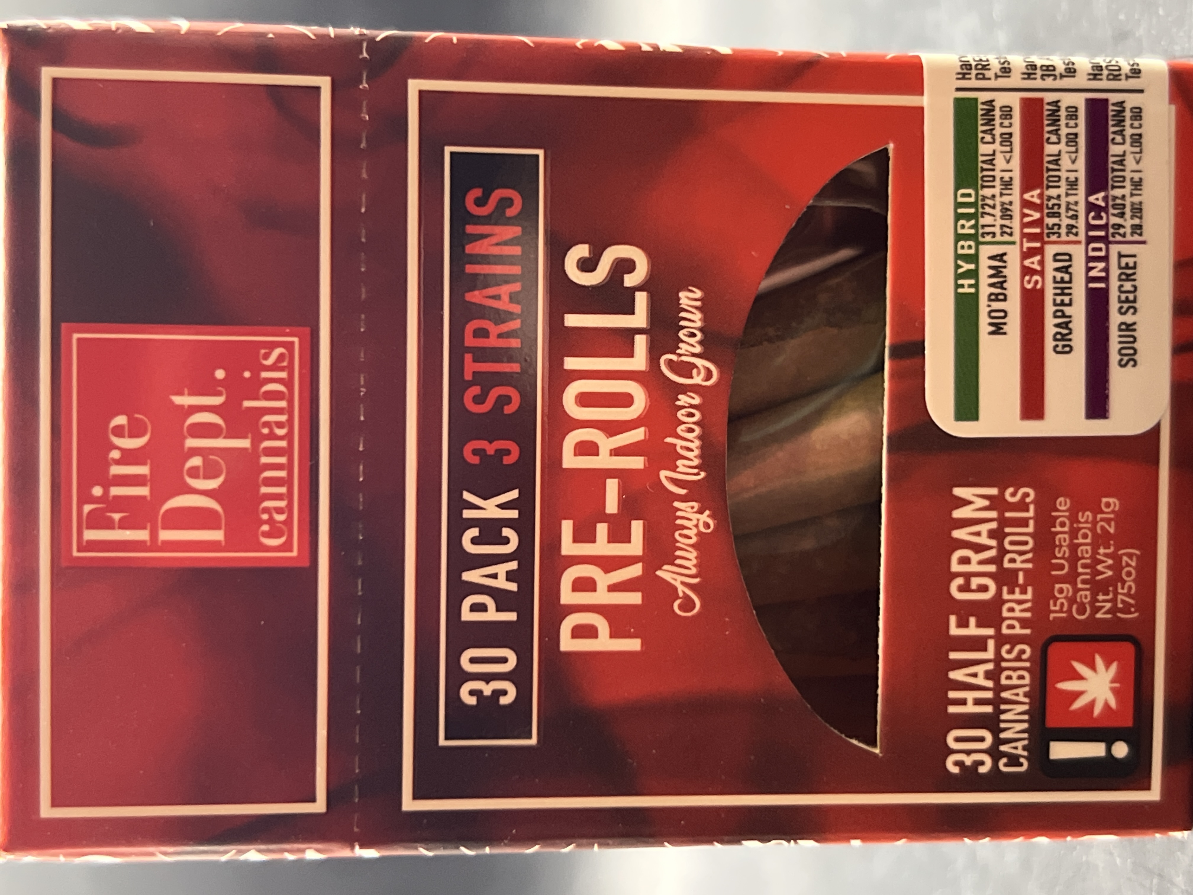 Photograph of product: Fire Dept. (H) Mo'Bama & (I) Sour Secret & (S) Grapehead 30 PK